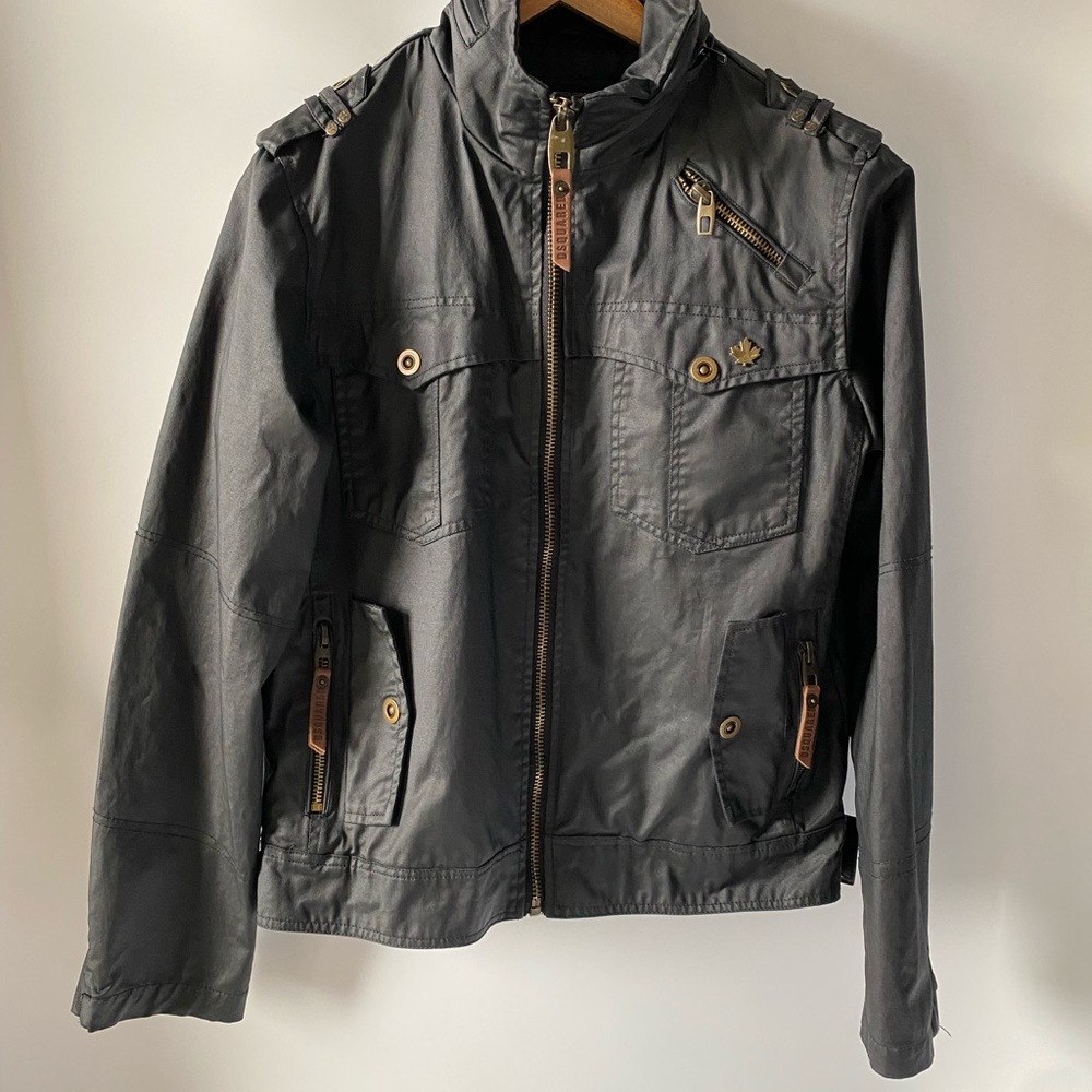 Dsquared2 Charcoal Utility Field Jacket – Zip Pocket Hardware – Men’s Small